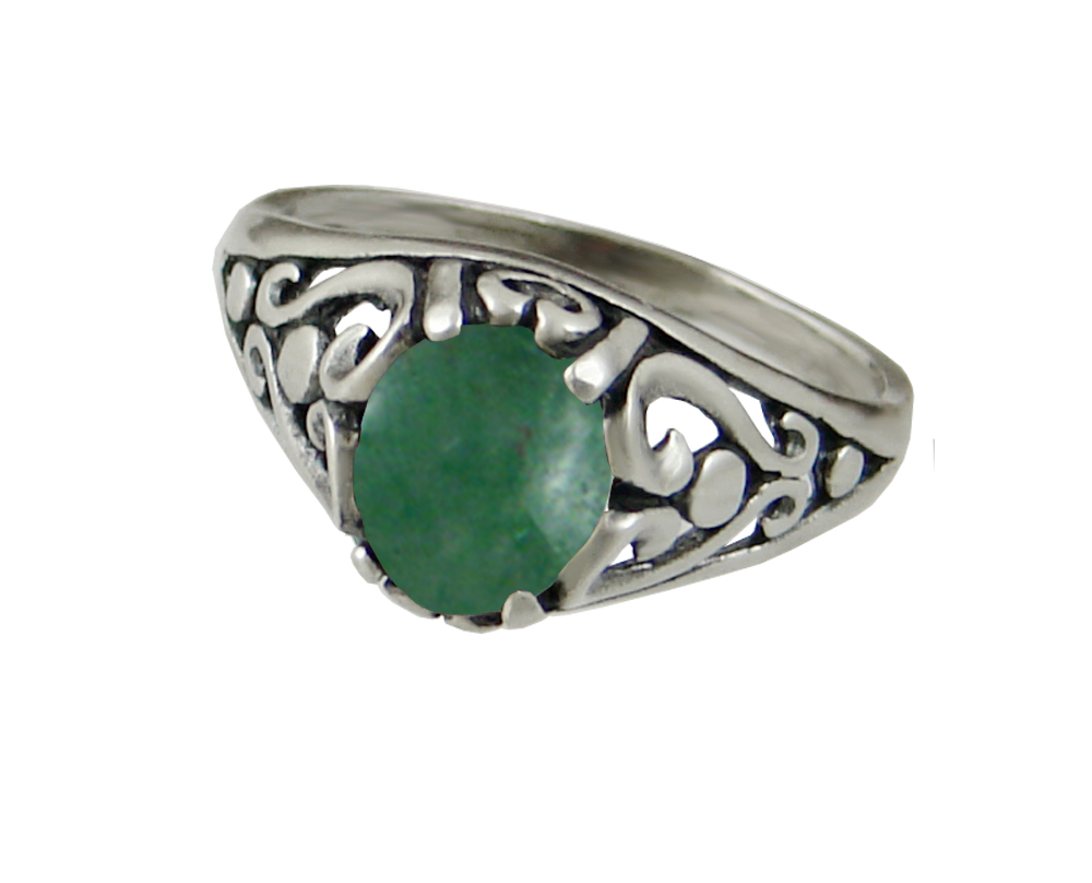 Sterling Silver Filigree Ring With Jade Size 6